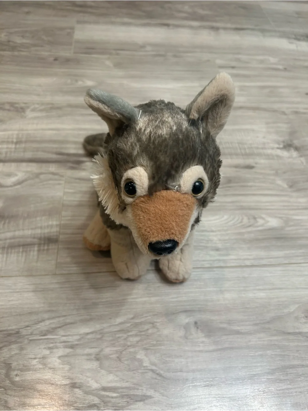 Plush Gray and Tan Wolf Dog Toy - Soft Cuddly Pet Playmate